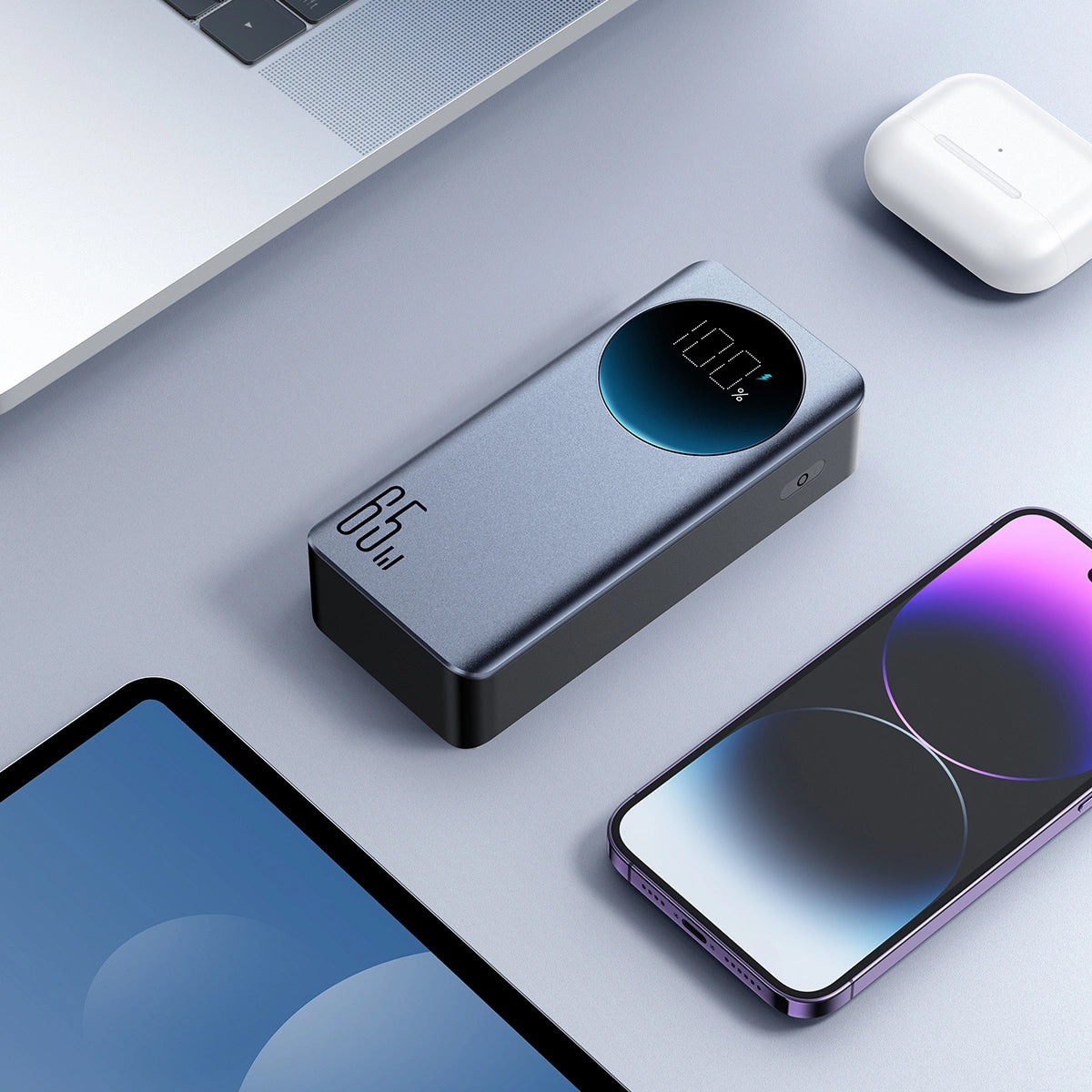 Joyroom Eksternt batteri JR-PBF05, 30000mAh, 65W, QC + PD, 1 x USB-A - 2 x USB-C, Sort 
