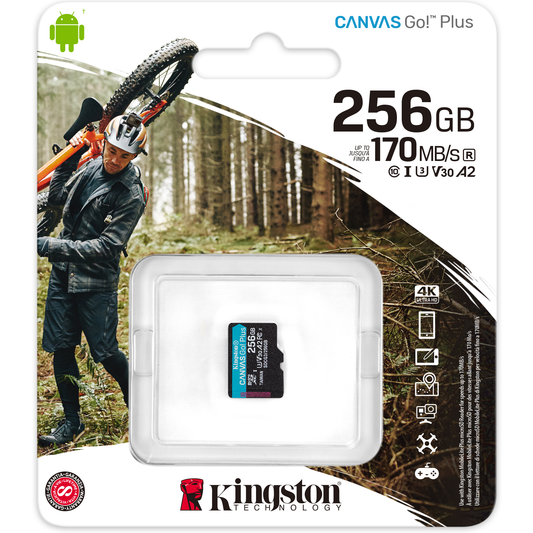 Hukommelseskort microSDXC Kingston Canvas Go Plus, 256Gb, Class 10 / UHS-1 U3 SDCG3/256GBSP 