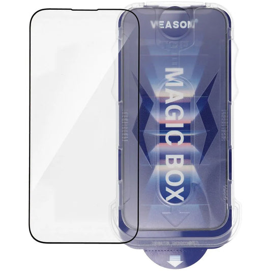 Veason Screen Protector for Apple iPhone 14 Plus / 13 Pro Max, Glass Shielded, Full Glue, 6D, Black 