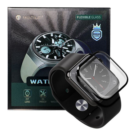 Bestsuit beskyttelseshylster til Apple Watch 9/8 45mm-serien, fleksibelt glas, sort 