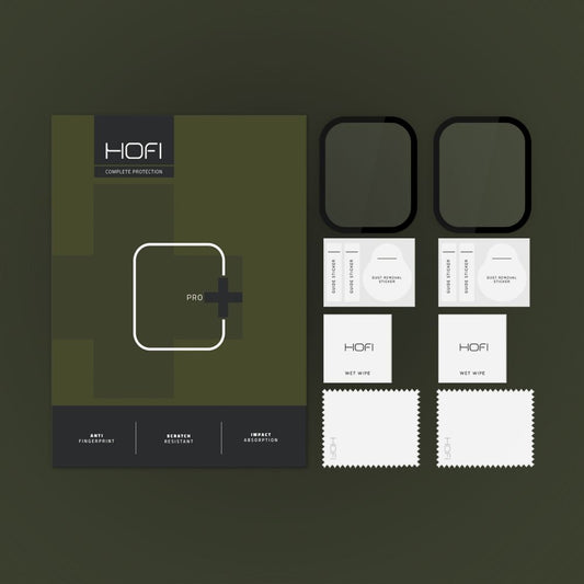 Beskyttelsesfilm HOFI Hybrid PRO+ til Apple Watch 45mm Series, sæt med 2 dele, plastik, sort 