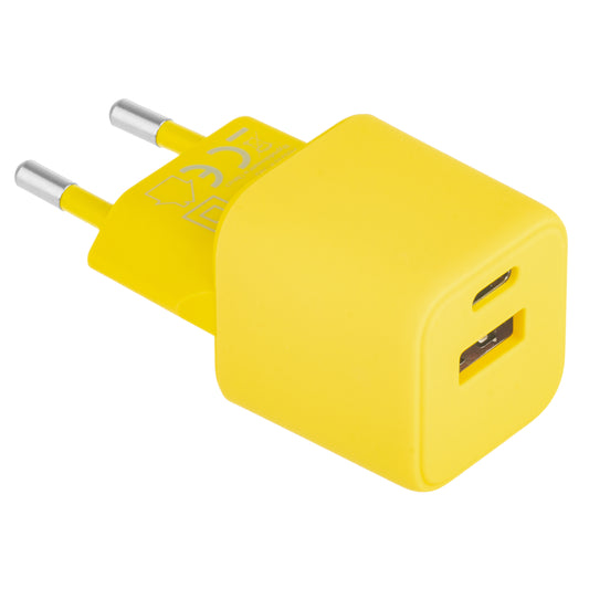 Netværksoplader Colorum CLS30-AC-05, 30W, 3A, 1 x USB-A - 1 x USB-C, Gul 